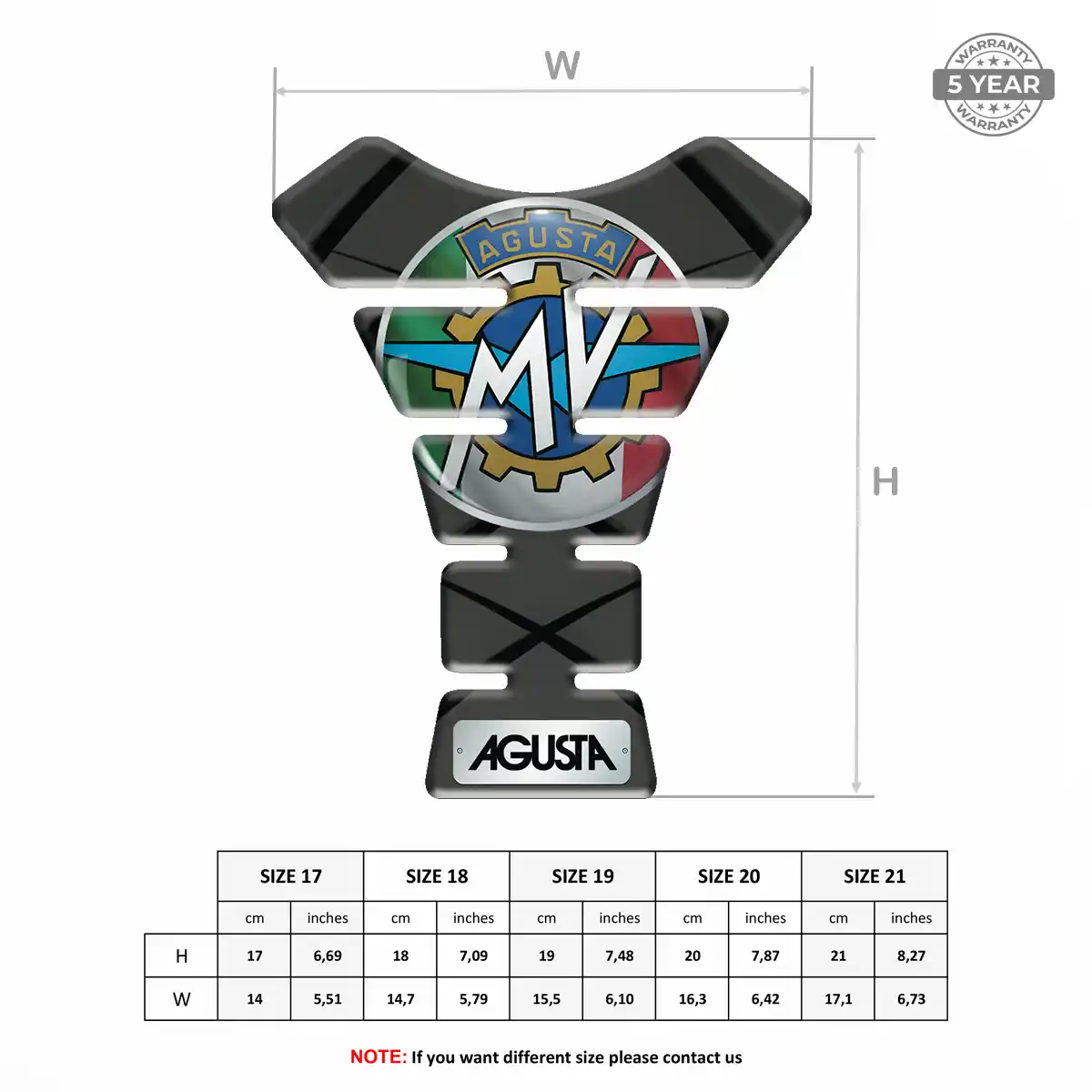 Agusta Domed Tank Pad Elite Finish