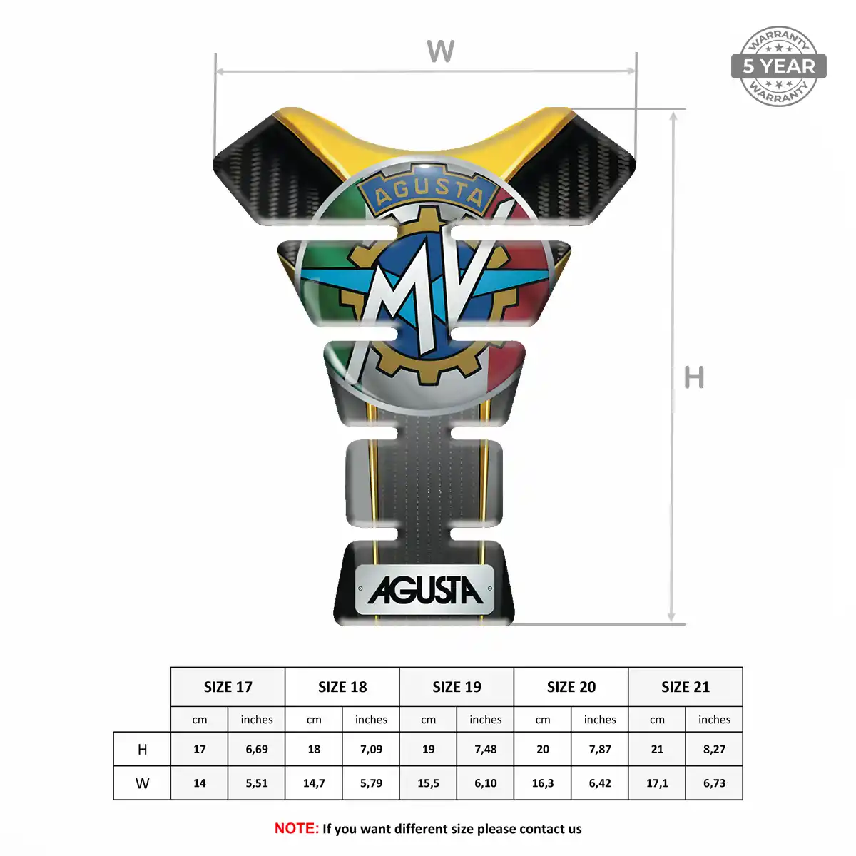 Agusta Tank Pad Motorcycle Elite Finish