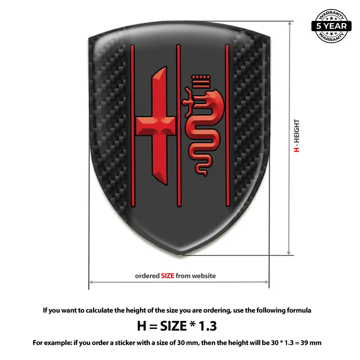 Alfa Romeo 3D Resin Sticker Refined Design