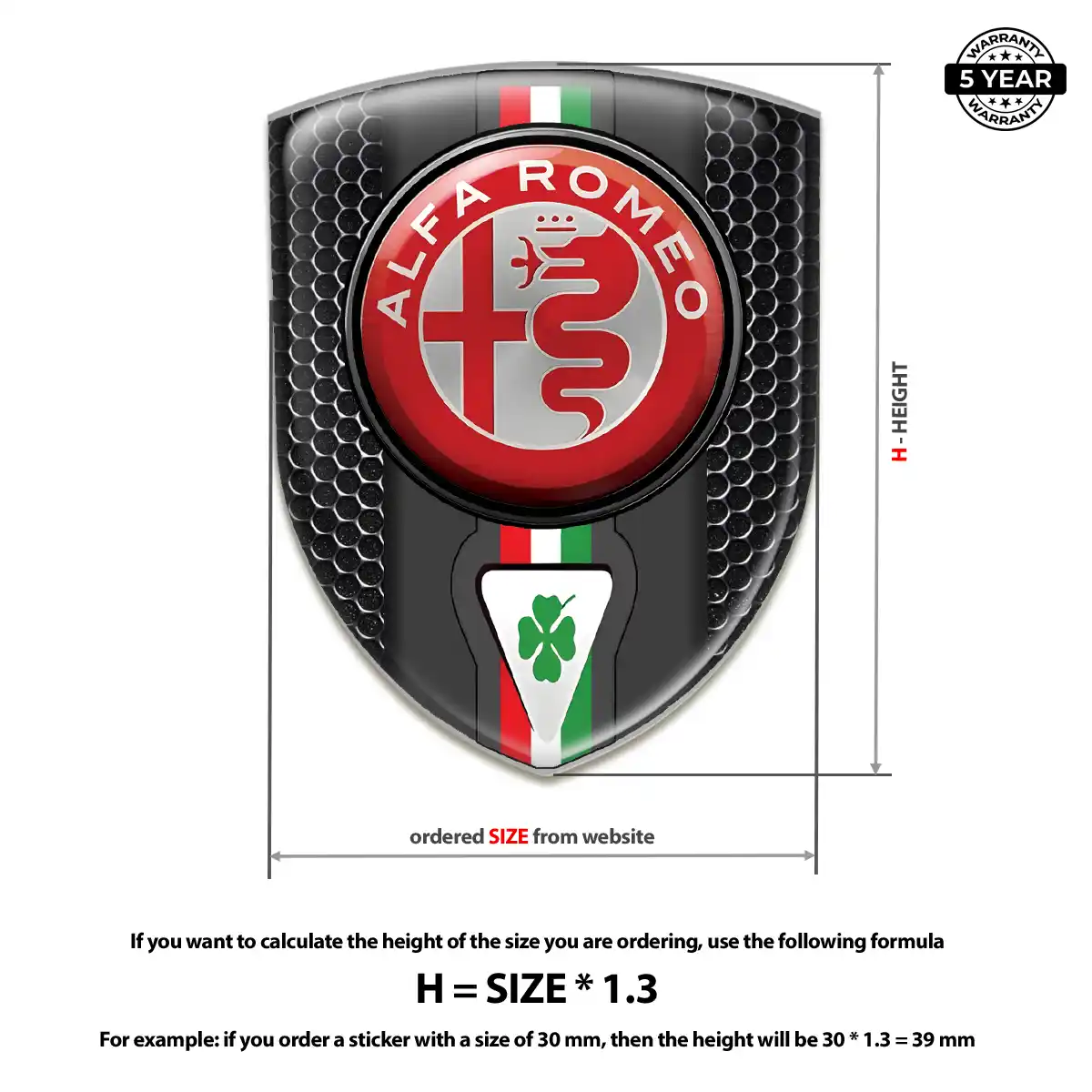 Alfa Romeo Domed Logo Decal Signature Grade