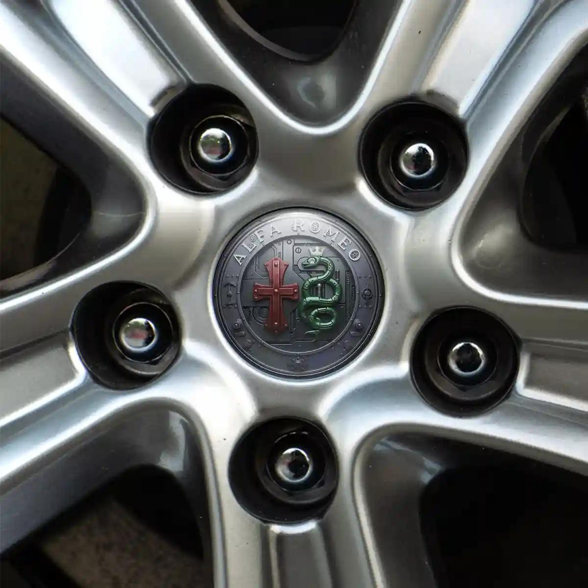 Alfa Romeo Emblem Center Hub Cap Self-Adhesive Sleek Style