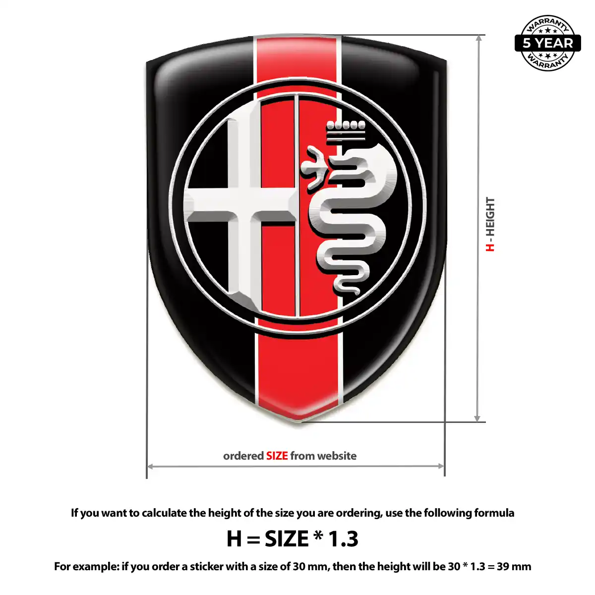 Alfa Romeo Emblem Domed Badge Elite Finish