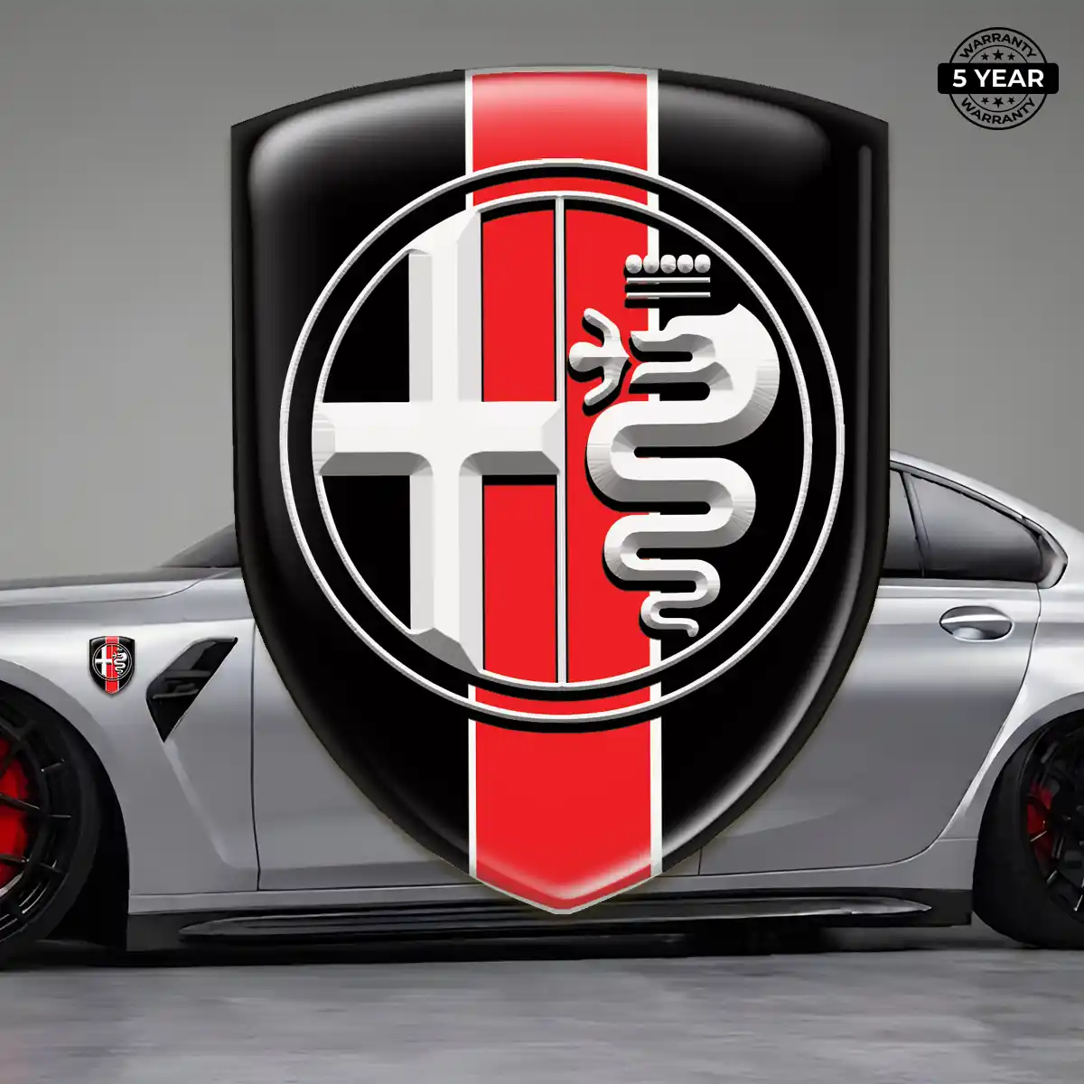 Alfa Romeo Emblem Domed Badge Elite Finish