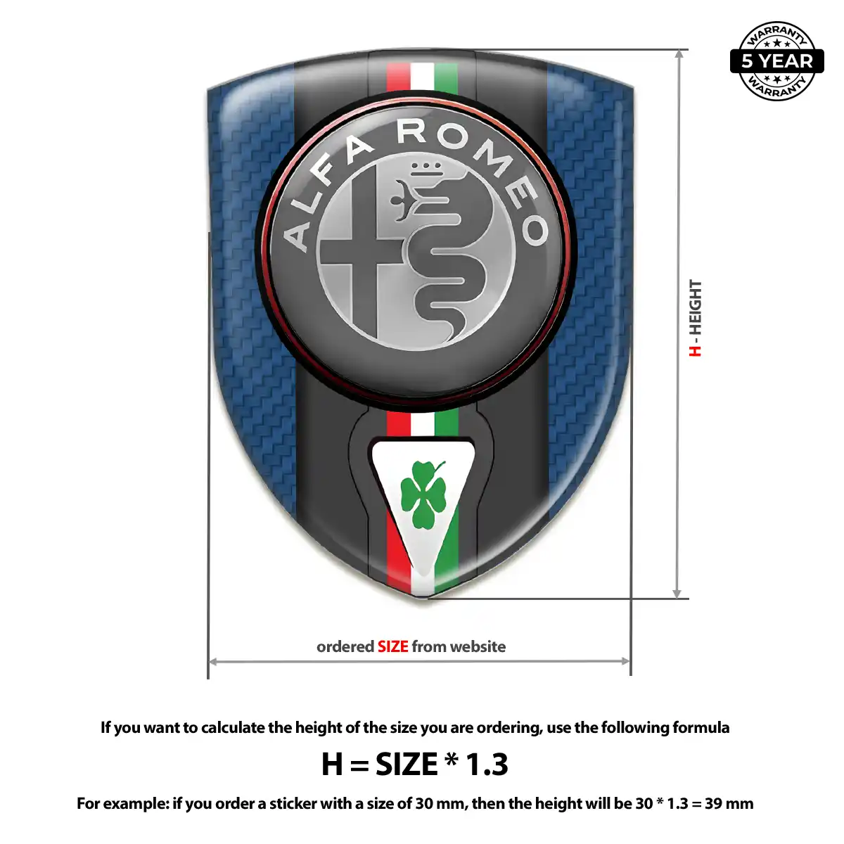 Alfa Romeo Epoxy Domed Sticker Elite Finish