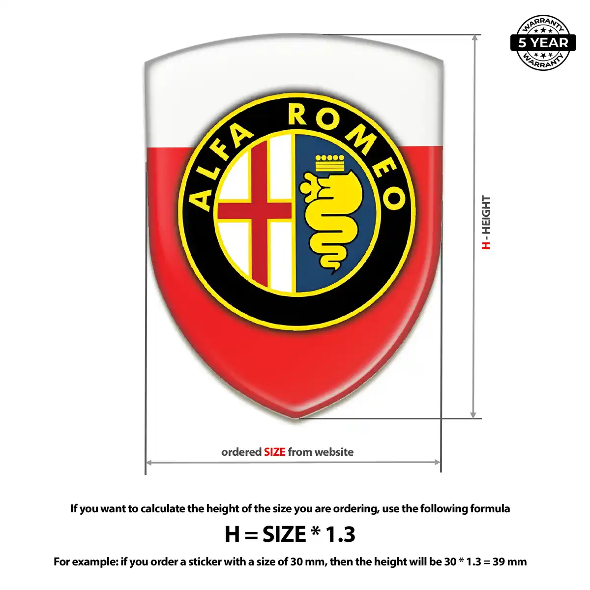 Alfa Romeo Epoxy Domed Sticker Refined Design