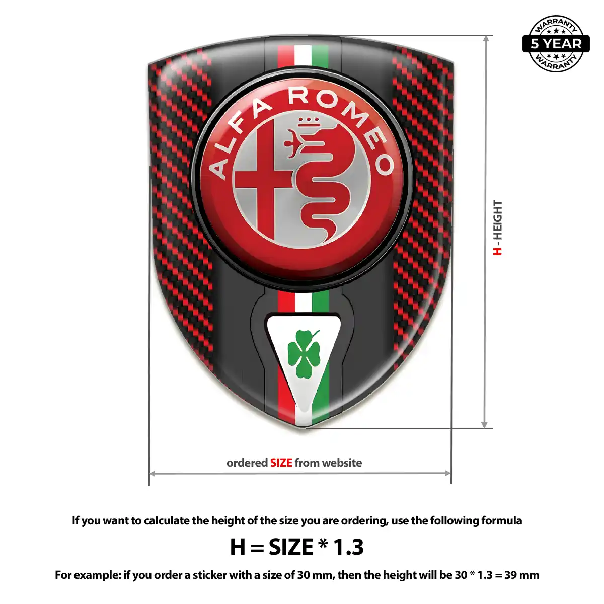 Alfa Romeo Polyurethane Domed Sticker Prime Quality
