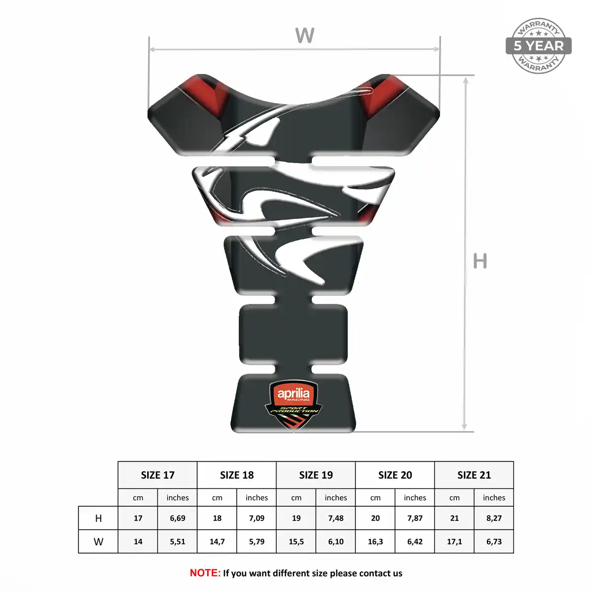 Aprilia 3D Domed Tank Pad Prestige Line
