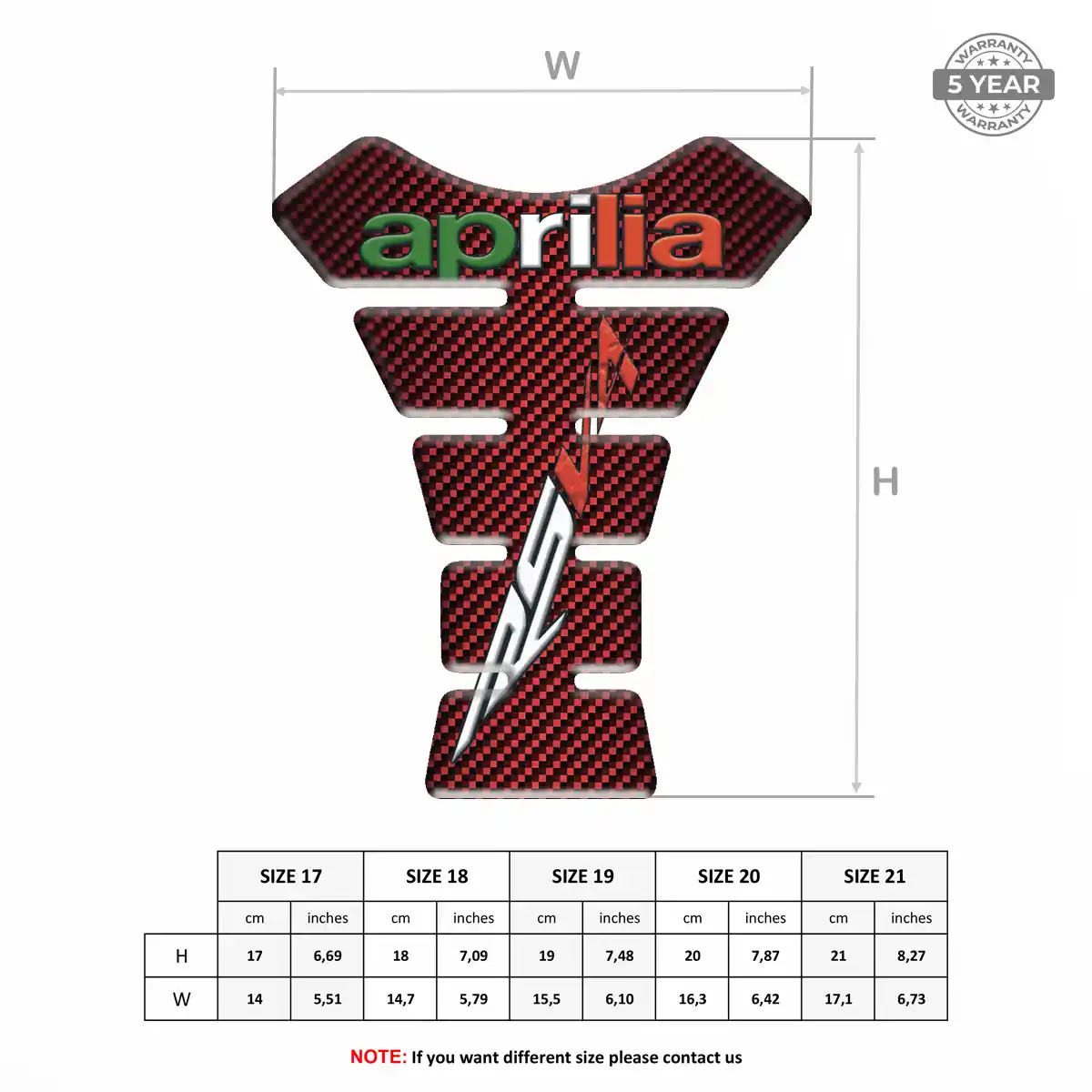 Aprilia 3D Domed Tank Pad Refined Design