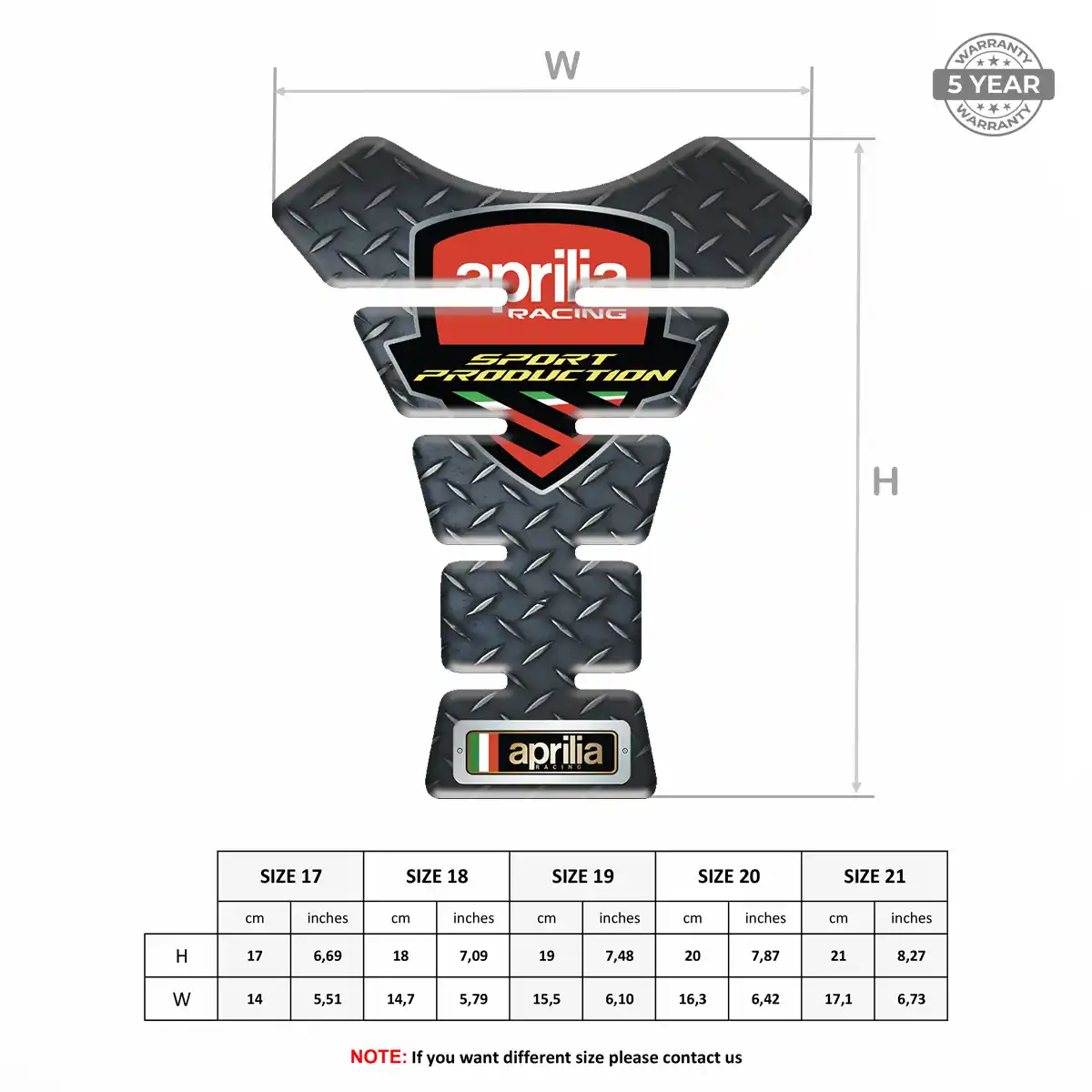 Aprilia Domed Tank Pad Elite Finish