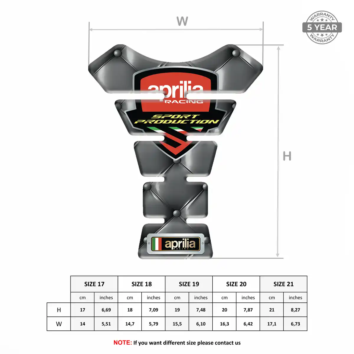 Aprilia Domed Tank Pad Noble Edition