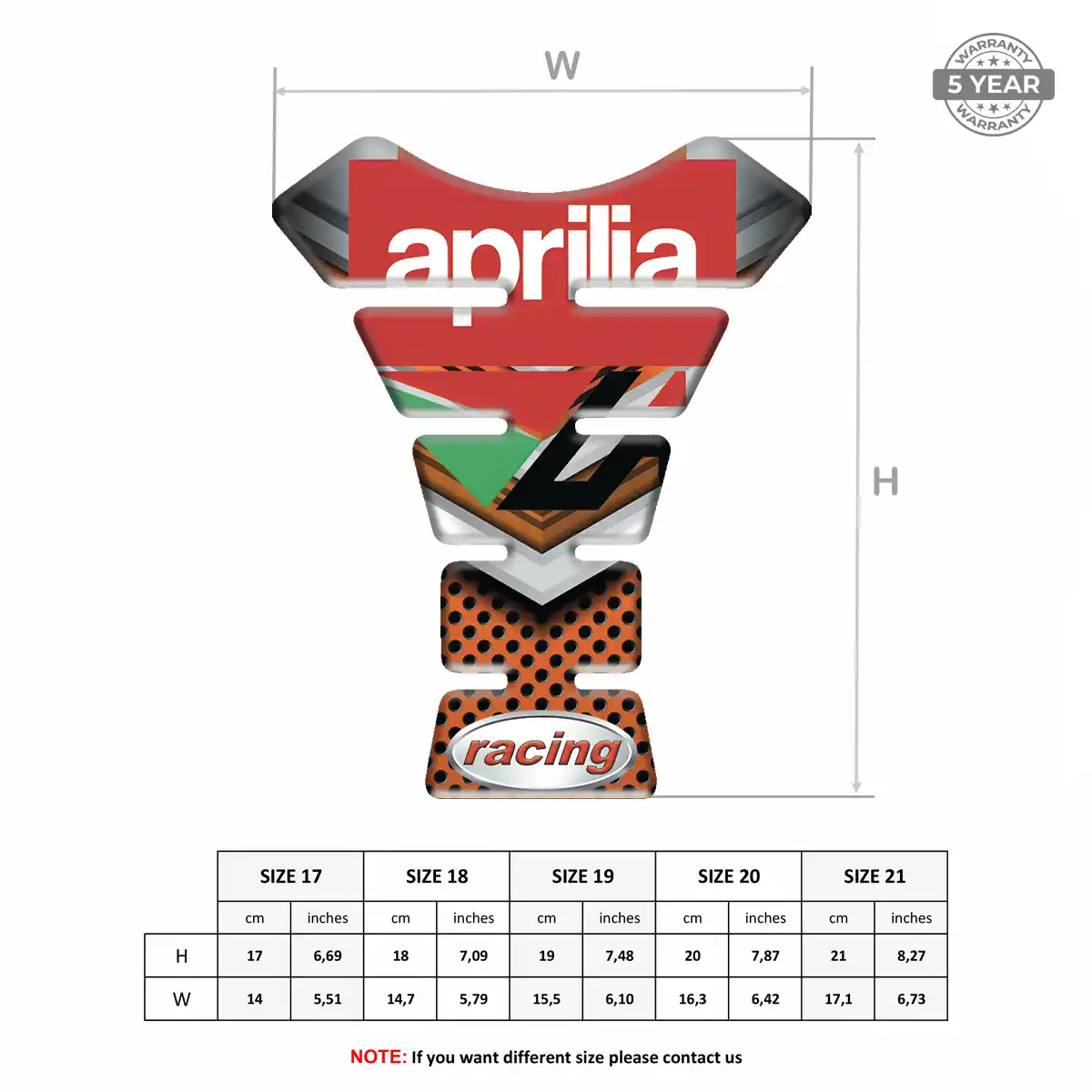 Aprilia Domed Tank Sticker Refined Design