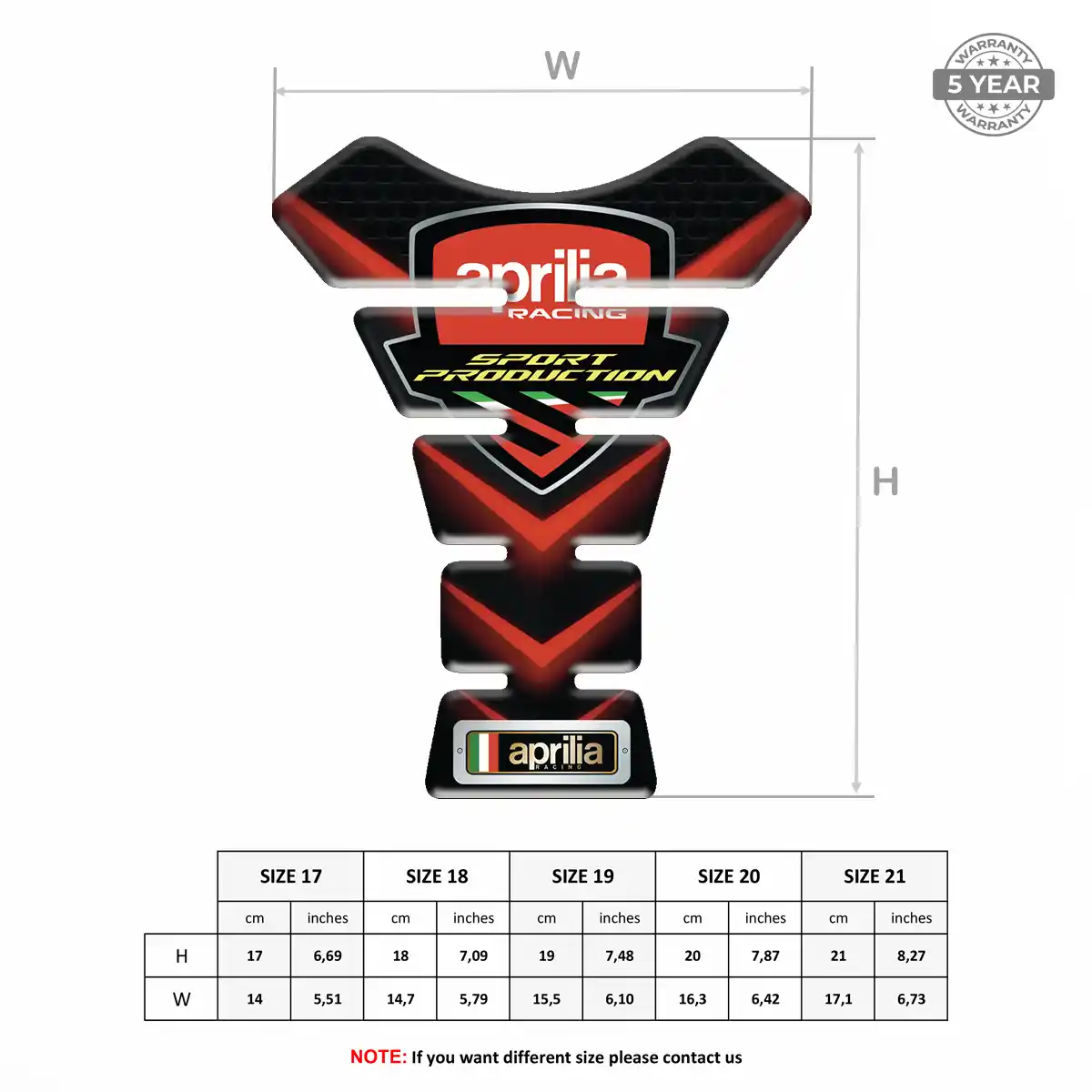 Aprilia Self Adhesive Tank Pad Sleek Style