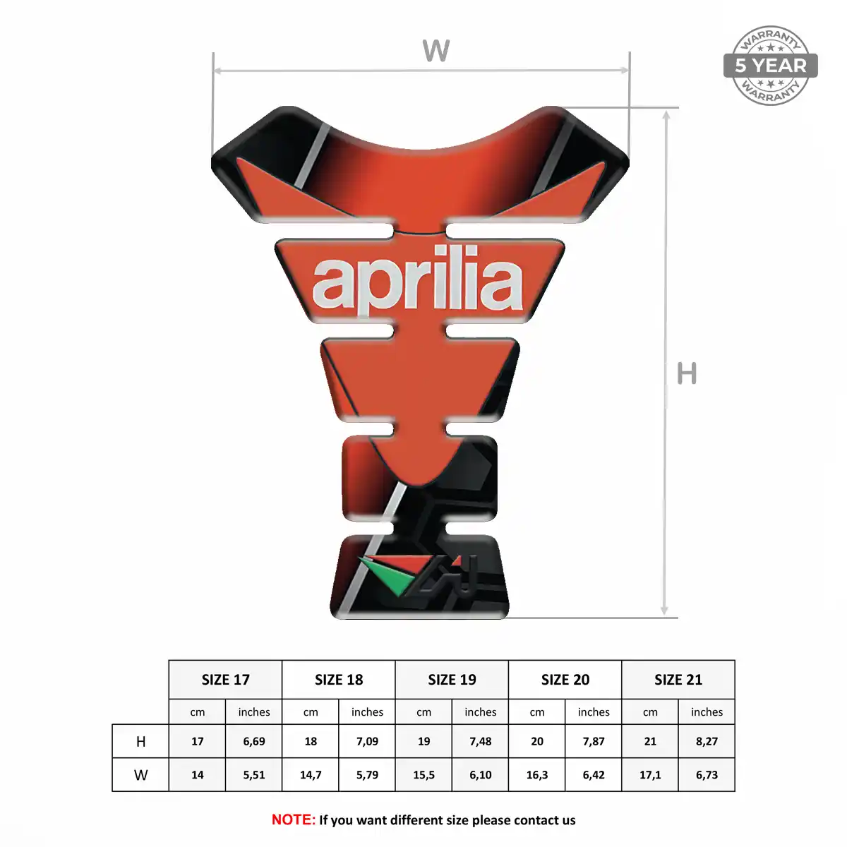 Aprilia Tank Decal Elite Finish