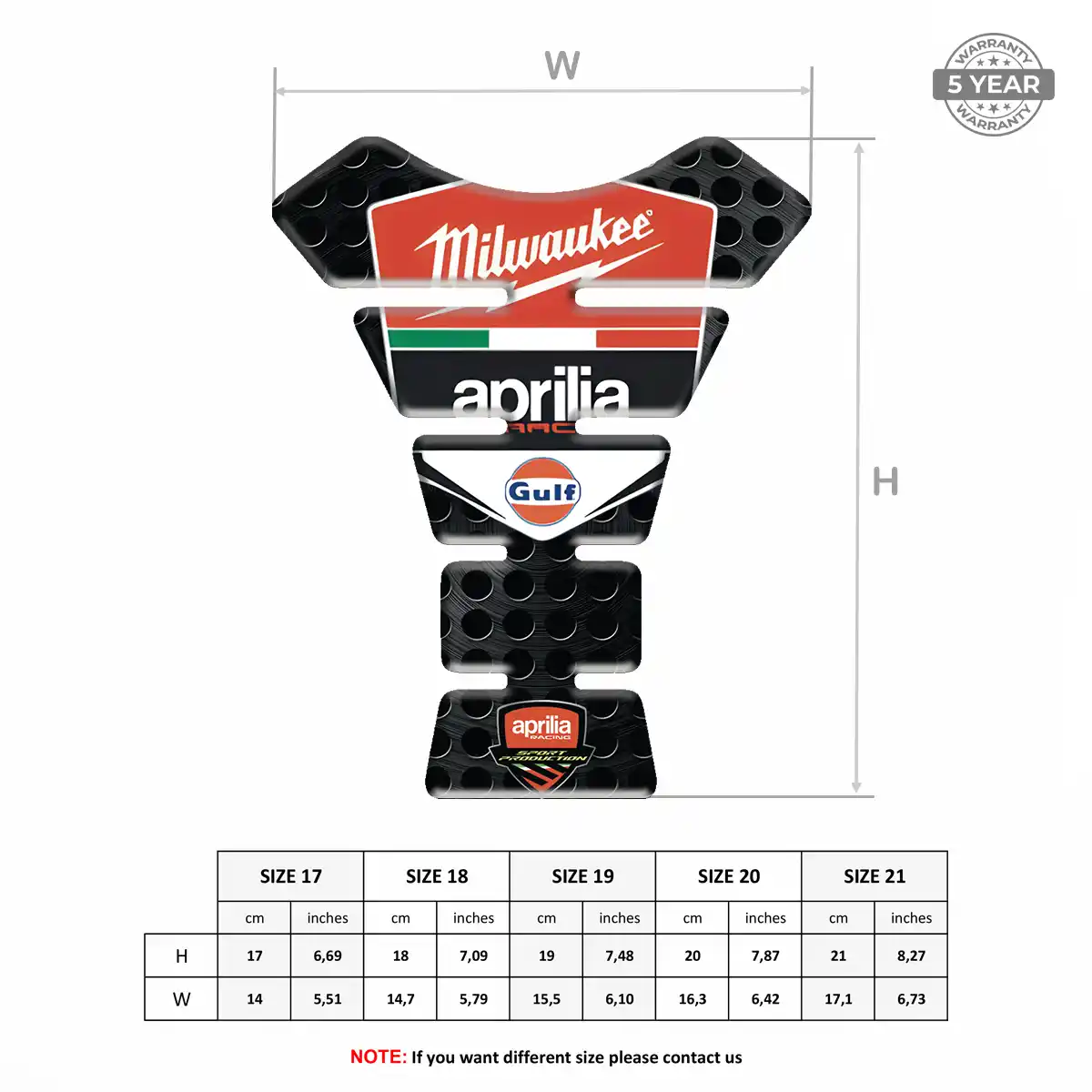 Aprilia Tank Fuse Pads Motorbike Elite Finish