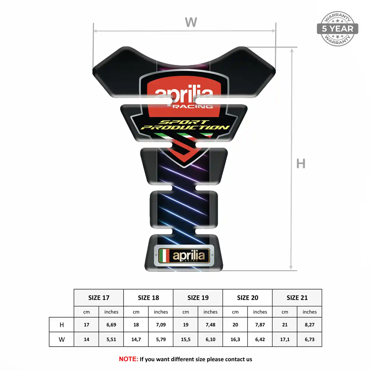 Aprilia Tank Pad Guard Motorbike Elite Finish