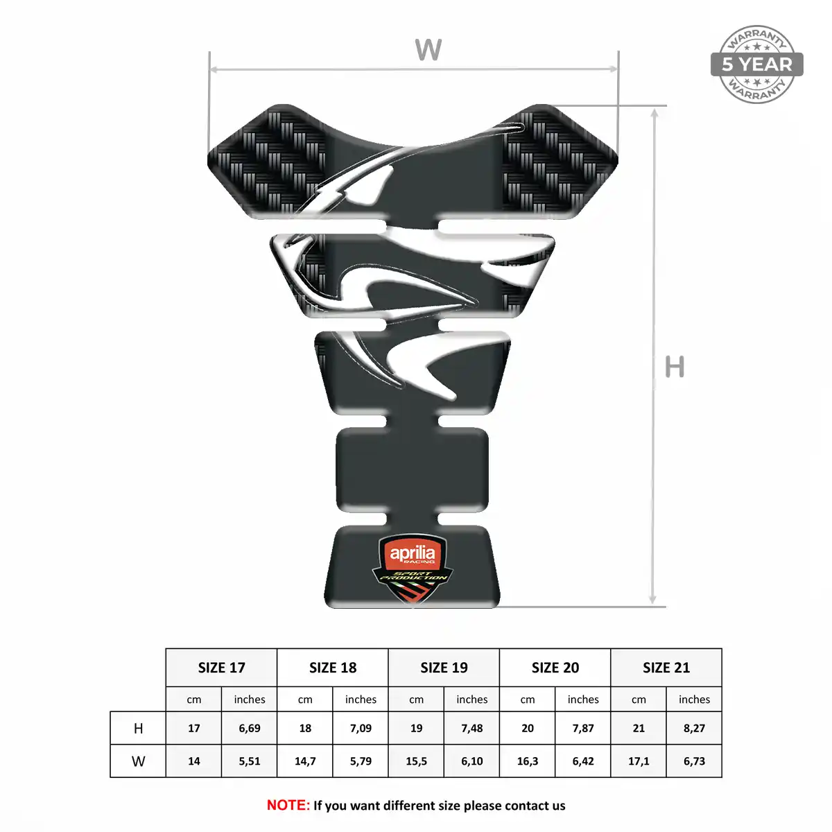 Aprilia Tank Pad Guard Motorbike Sleek Style