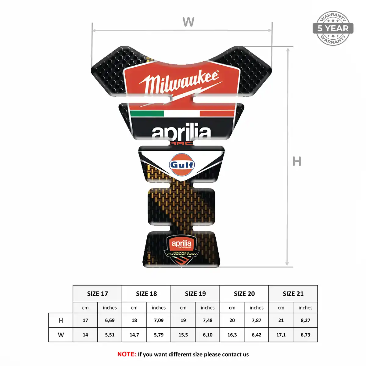 Aprilia Tank Pad Guard Motorcycle Sleek Style