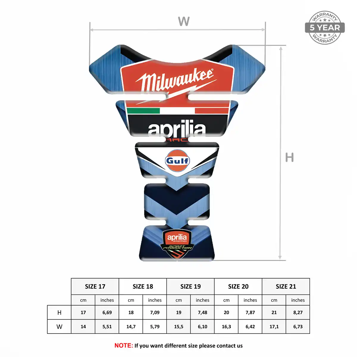 Aprilia Tank Pad Motorcycle Prestige Line