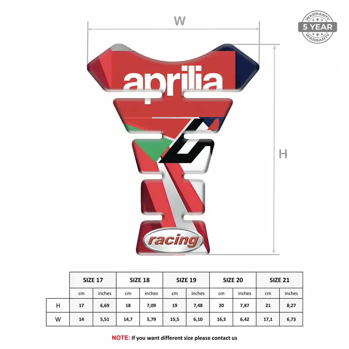 Aprilia Tank Pad Protector Motorbike Elite Finish