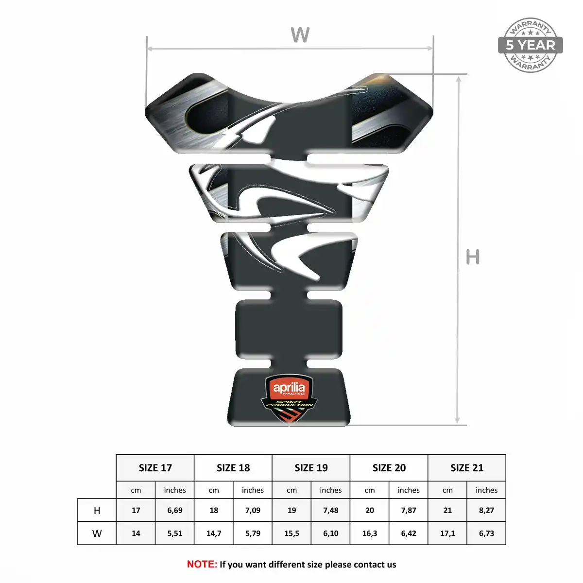Aprilia Tank Pad Protector Motorbike Noble Edition