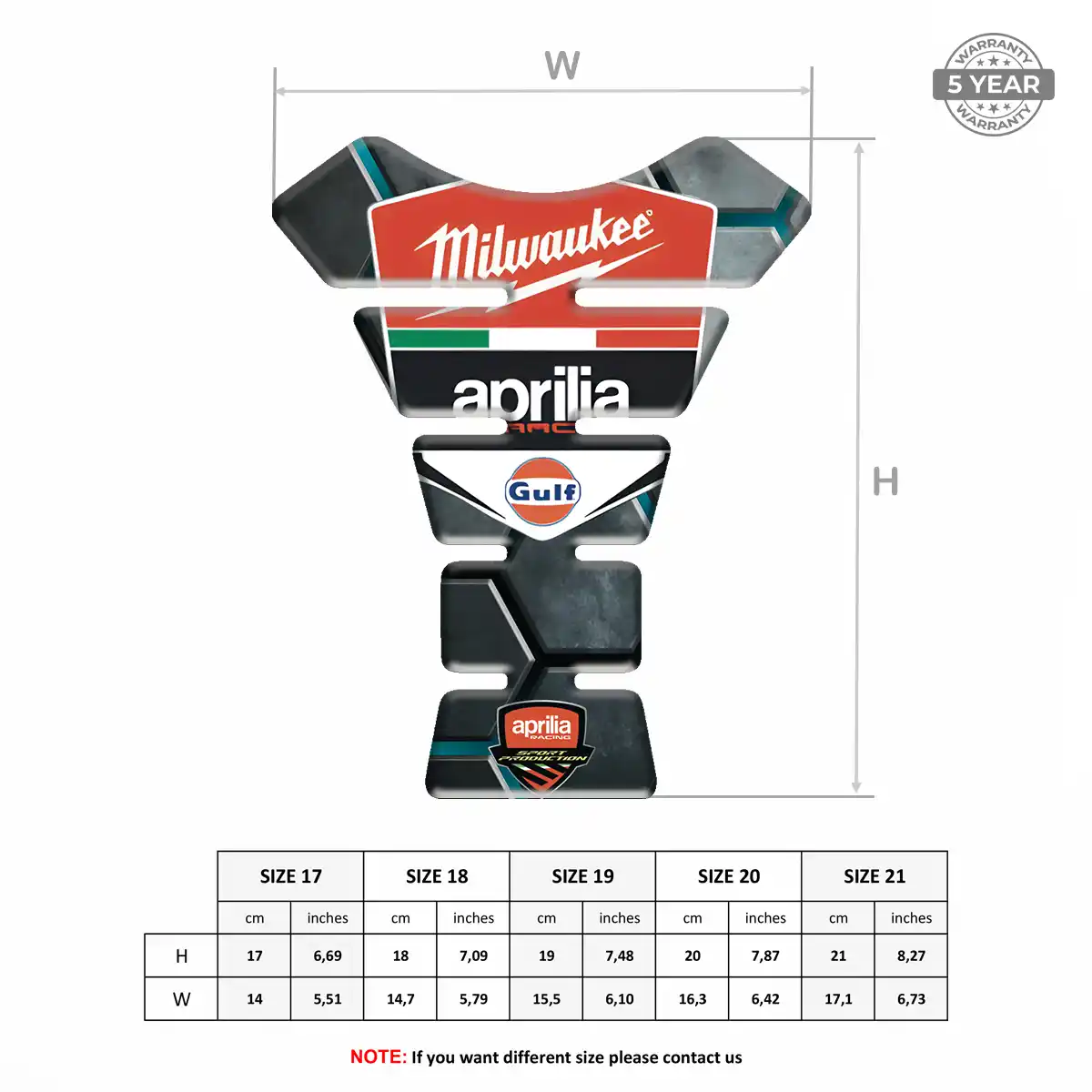 Aprilia Tank Pad Protector Motorbike Sleek Style