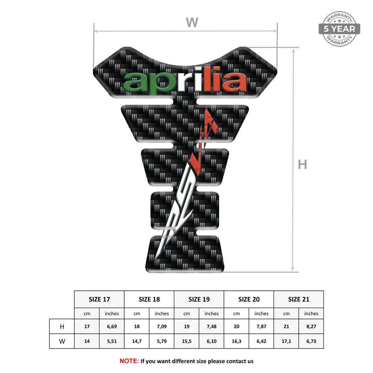 Aprilia Tank Pad Protector Motorbike Superior Craft