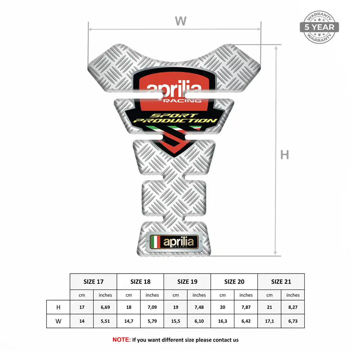 Aprilia Tank Pad Protector Motorcycle Elite Finish