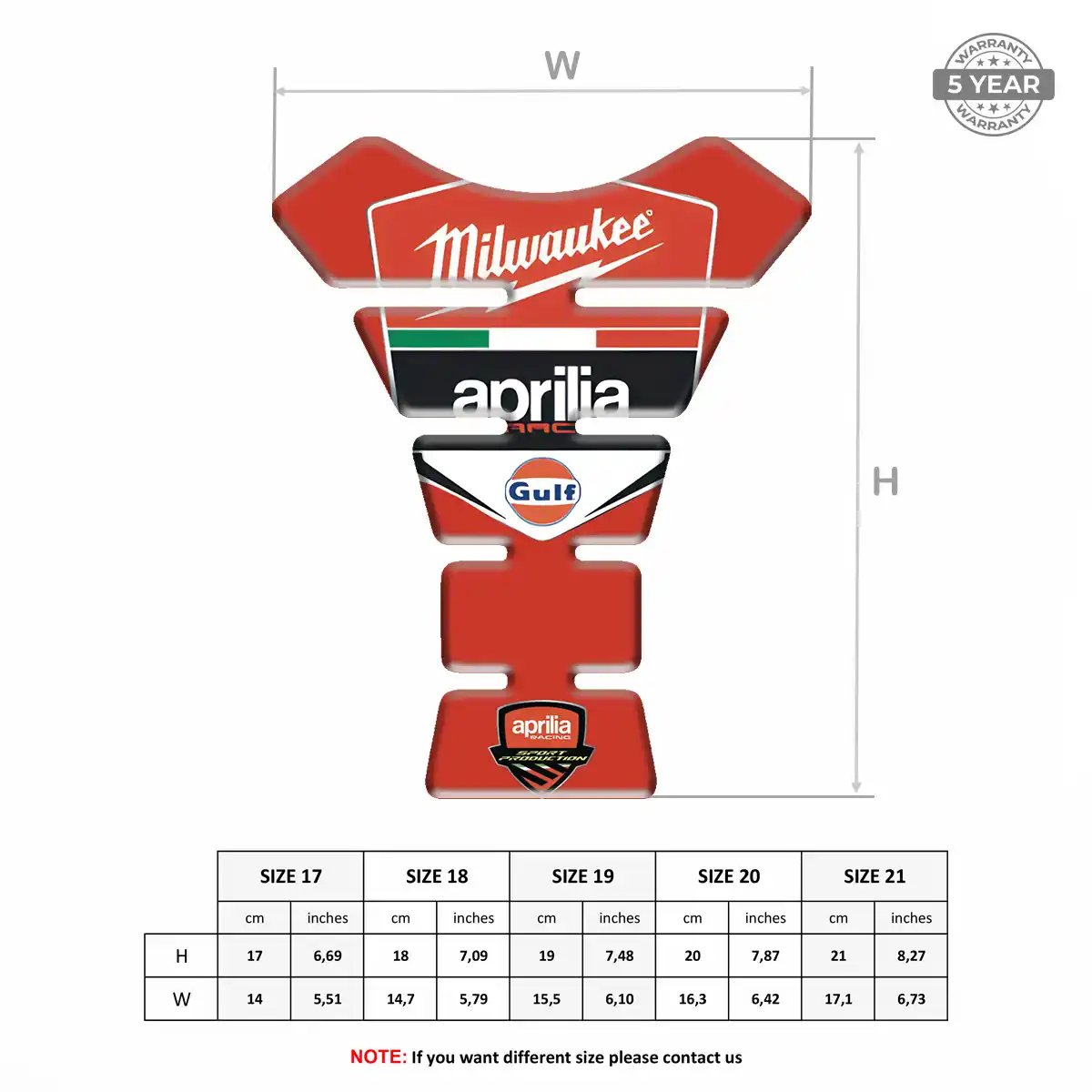 Aprilia Tank Pad Protector Motorcycle Noble Edition
