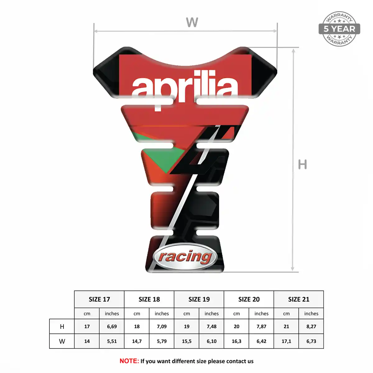 Aprilia Tank Pad Protector Motorcycle Resin Elite