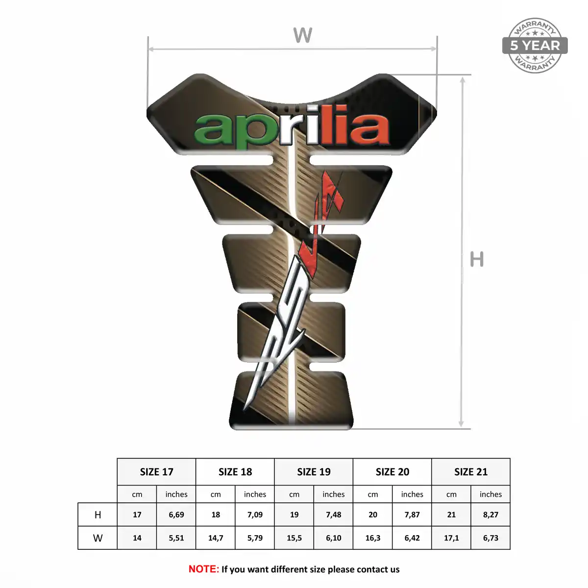 Aprilia Tank Pads Fuse Motorbike Elite Finish