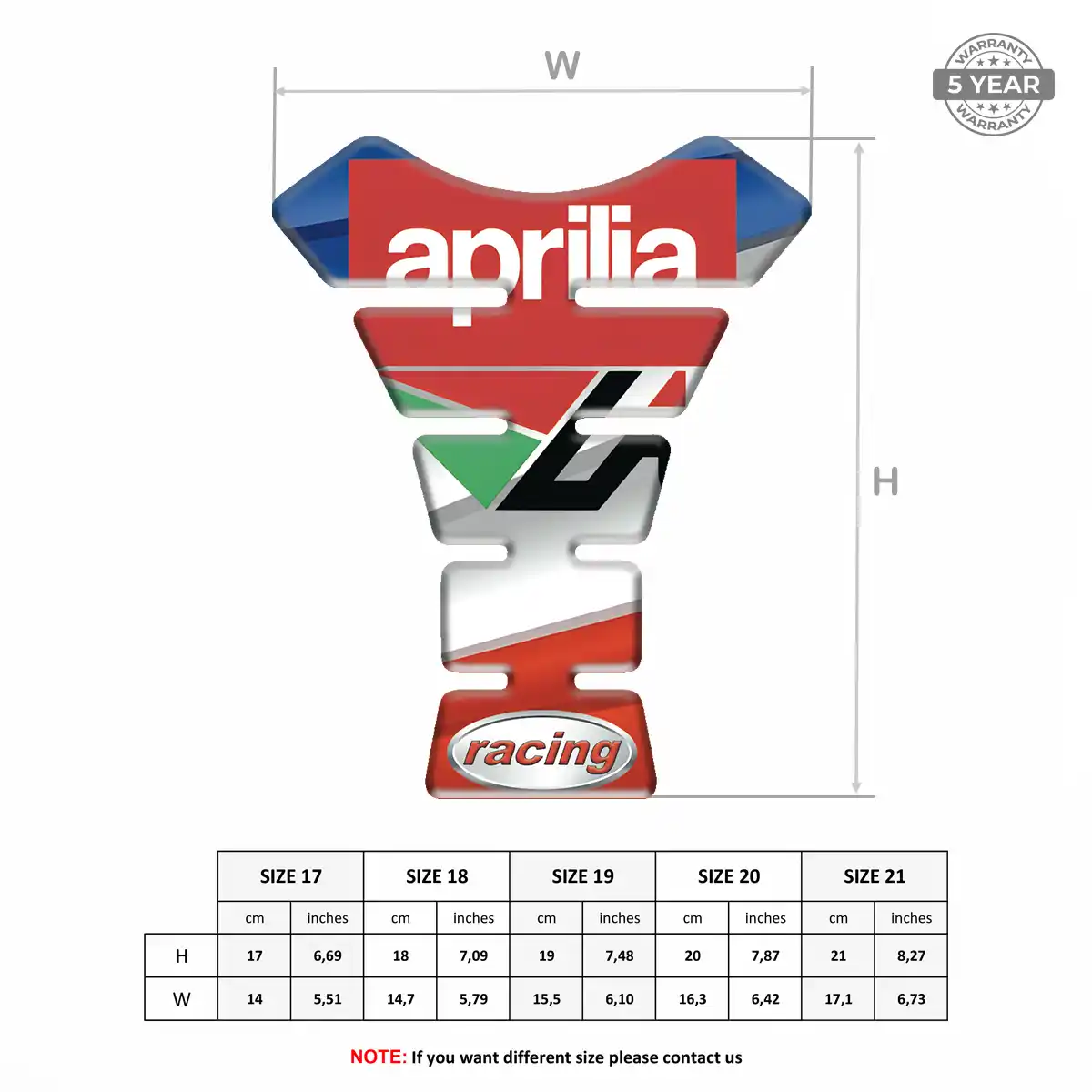 Aprilia Tank Pads Fuse Motorcycle Elite Finish