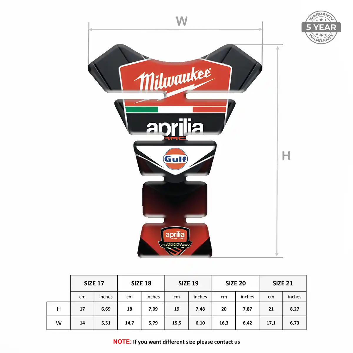 Aprilia Tank Pads Protector Motorbike Elite Finish