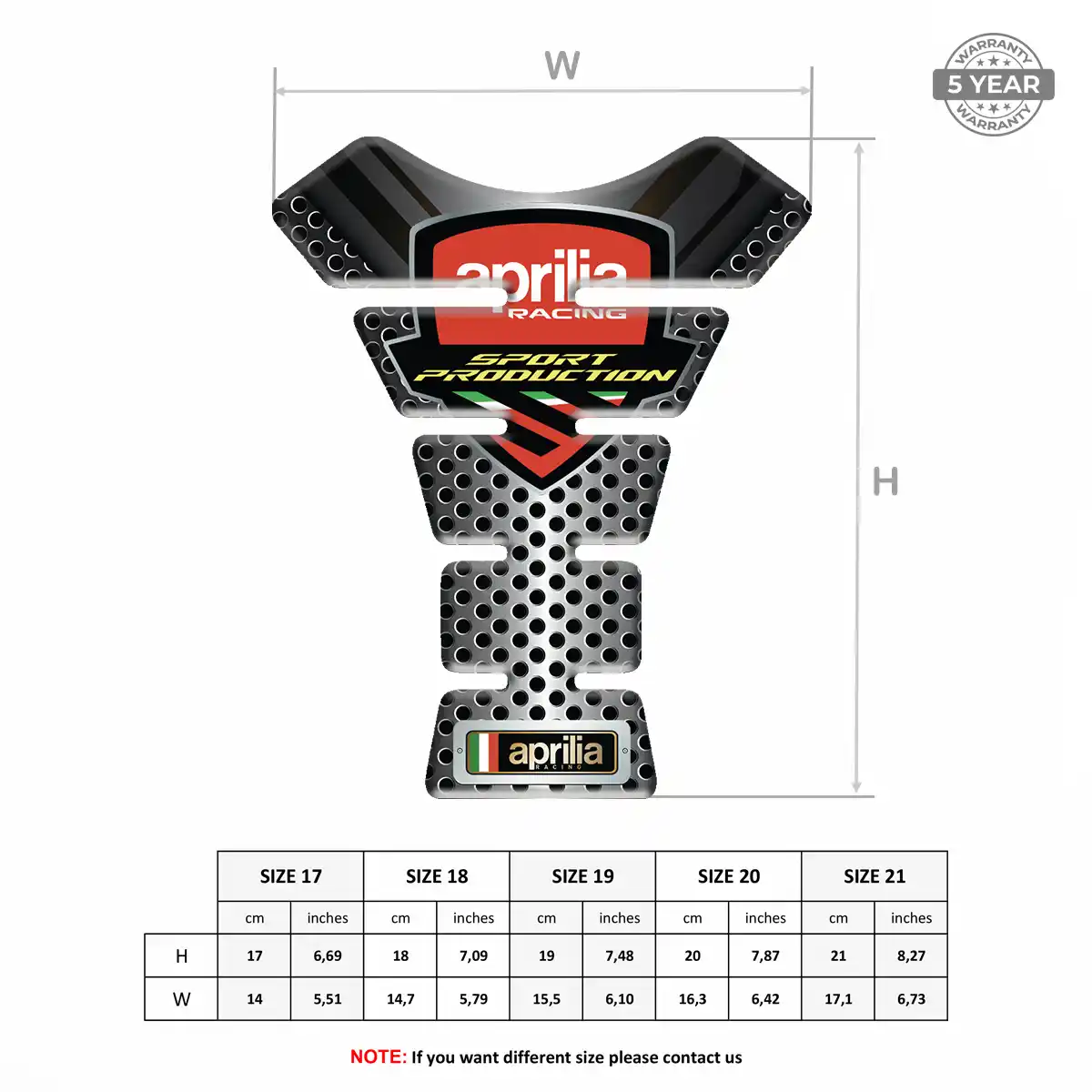 Aprilia Tank Pads Protector Motorbike Noble Edition