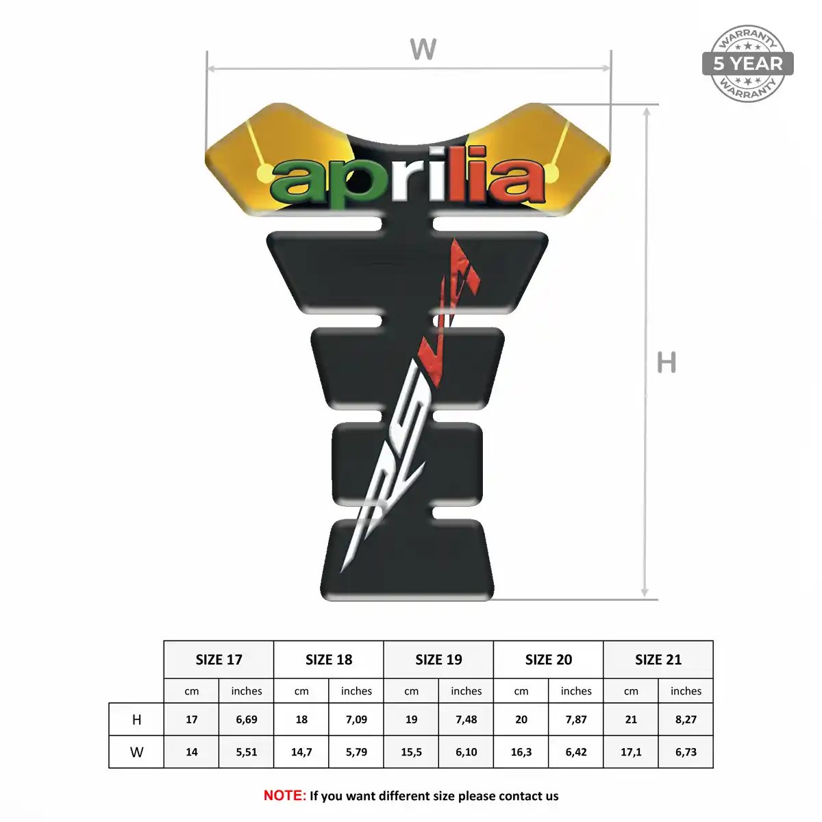 Aprilia Tank Pads Protector Motorbike Signature Grade