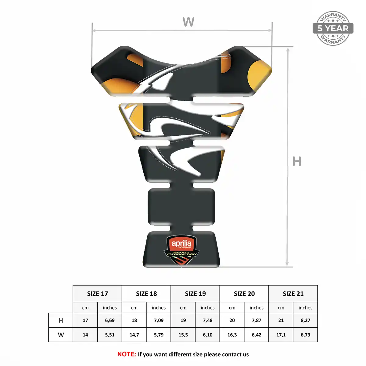 Aprilia Tank Pads Protector Motorcycle Elite Finish