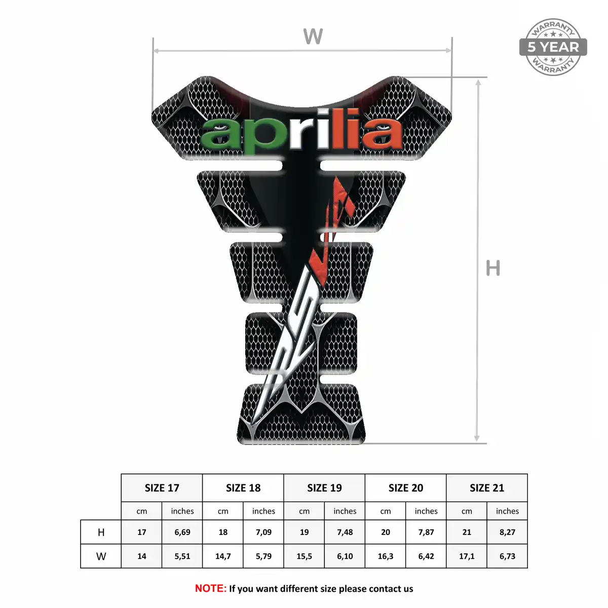 Aprilia Tank Protector Fuse Elite Finish