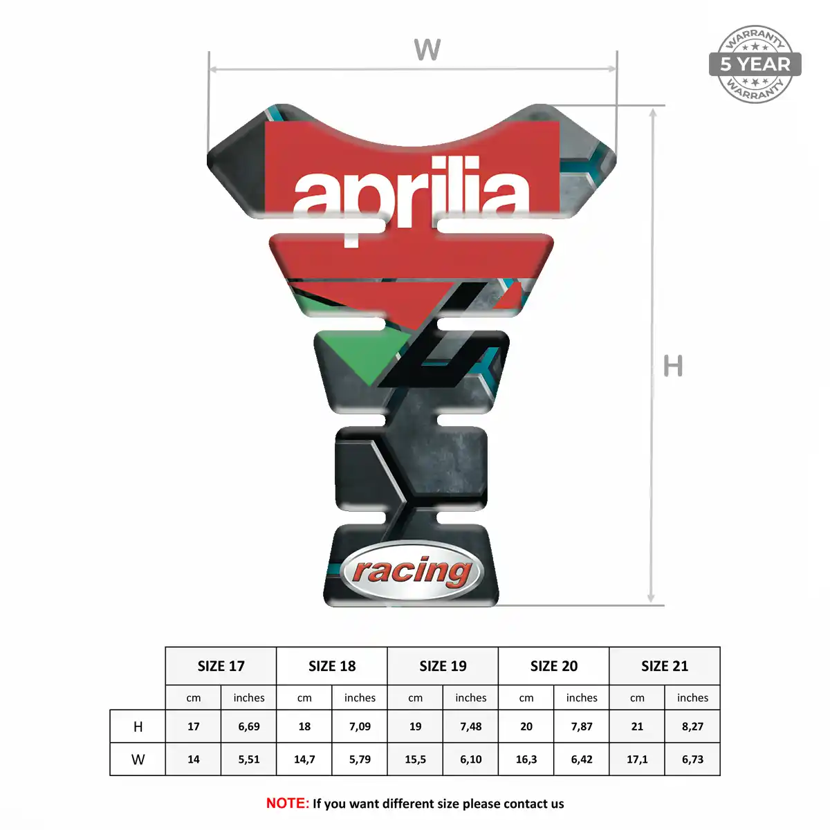 Aprilia Tank Protector Fuse Motorbike Elite Finish
