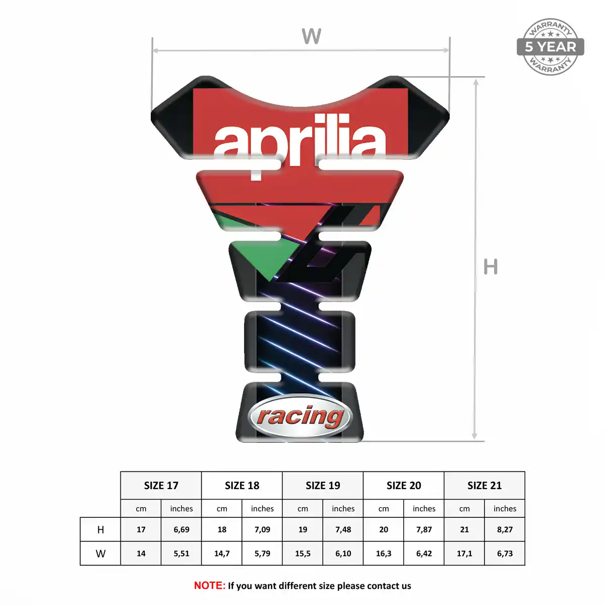 Aprilia Tank Protector Pad Motorbike Opulent Line