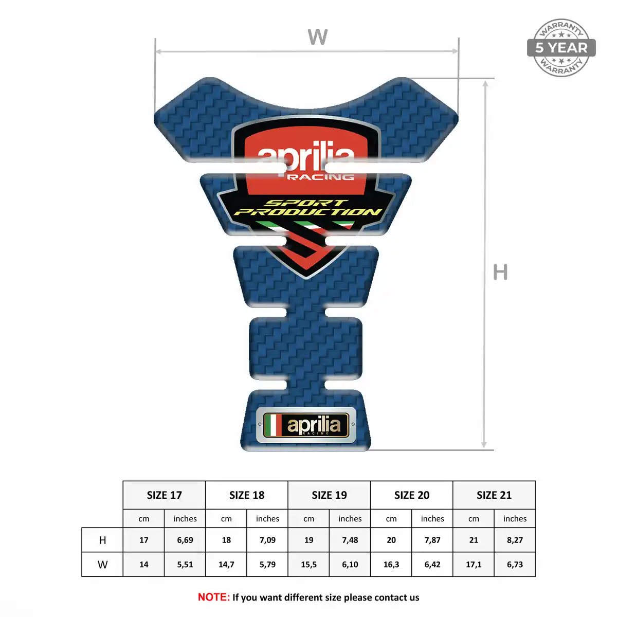 Aprilia Tank Protector Pad Motorbike Resin Elite