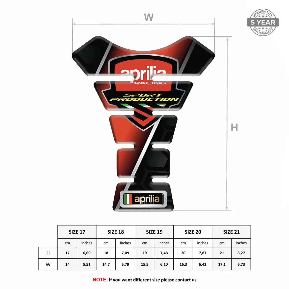 Aprilia Tank Protector Pad Motorbike Sleek Style