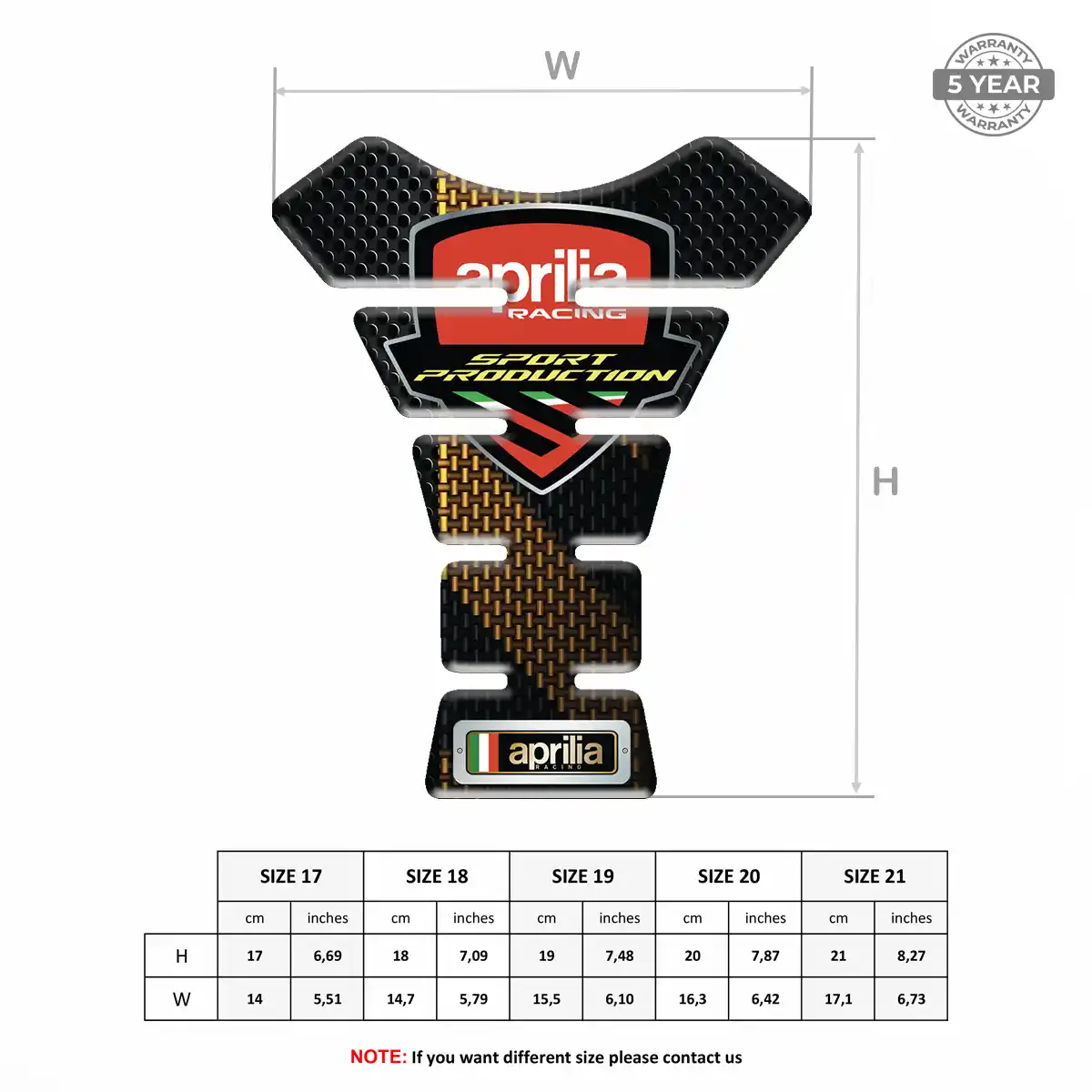 Aprilia Tank Protector Pad Motorcycle Opulent Line