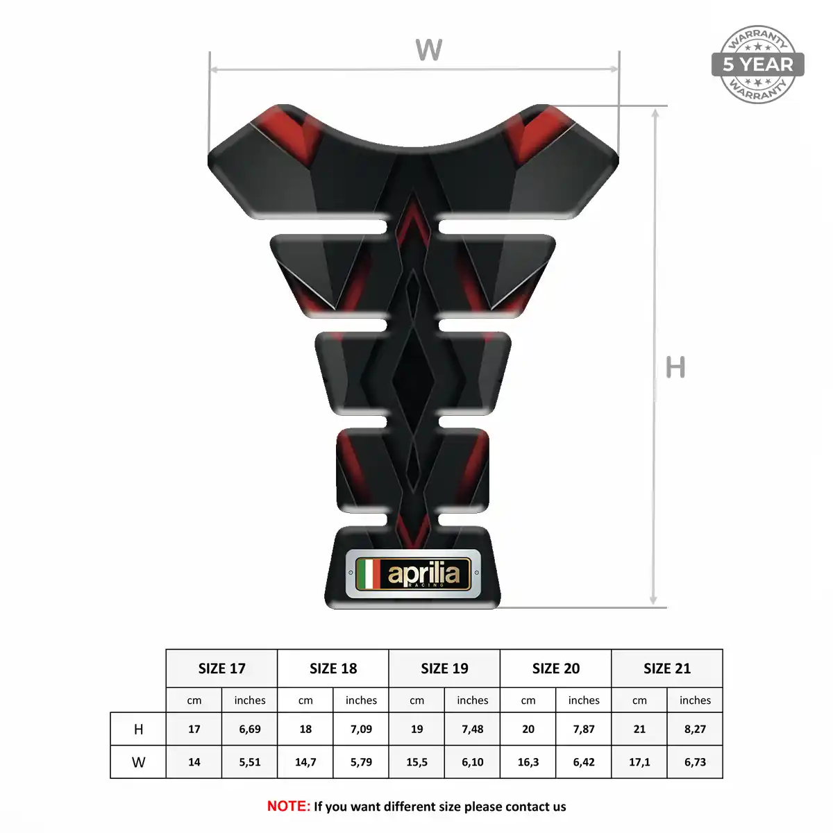 Aprilia Tank Protector Pad Motorcycle Resin Elite