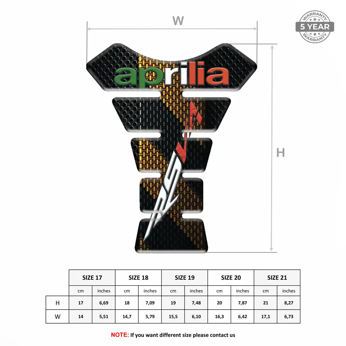 Aprilia Tank Protector Pads Motorbike Elite Finish