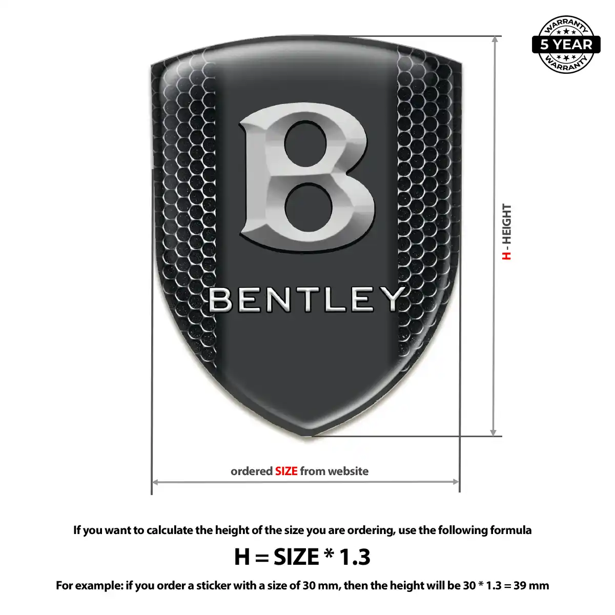 Bentley 3D Domed Sticker Elite Finish