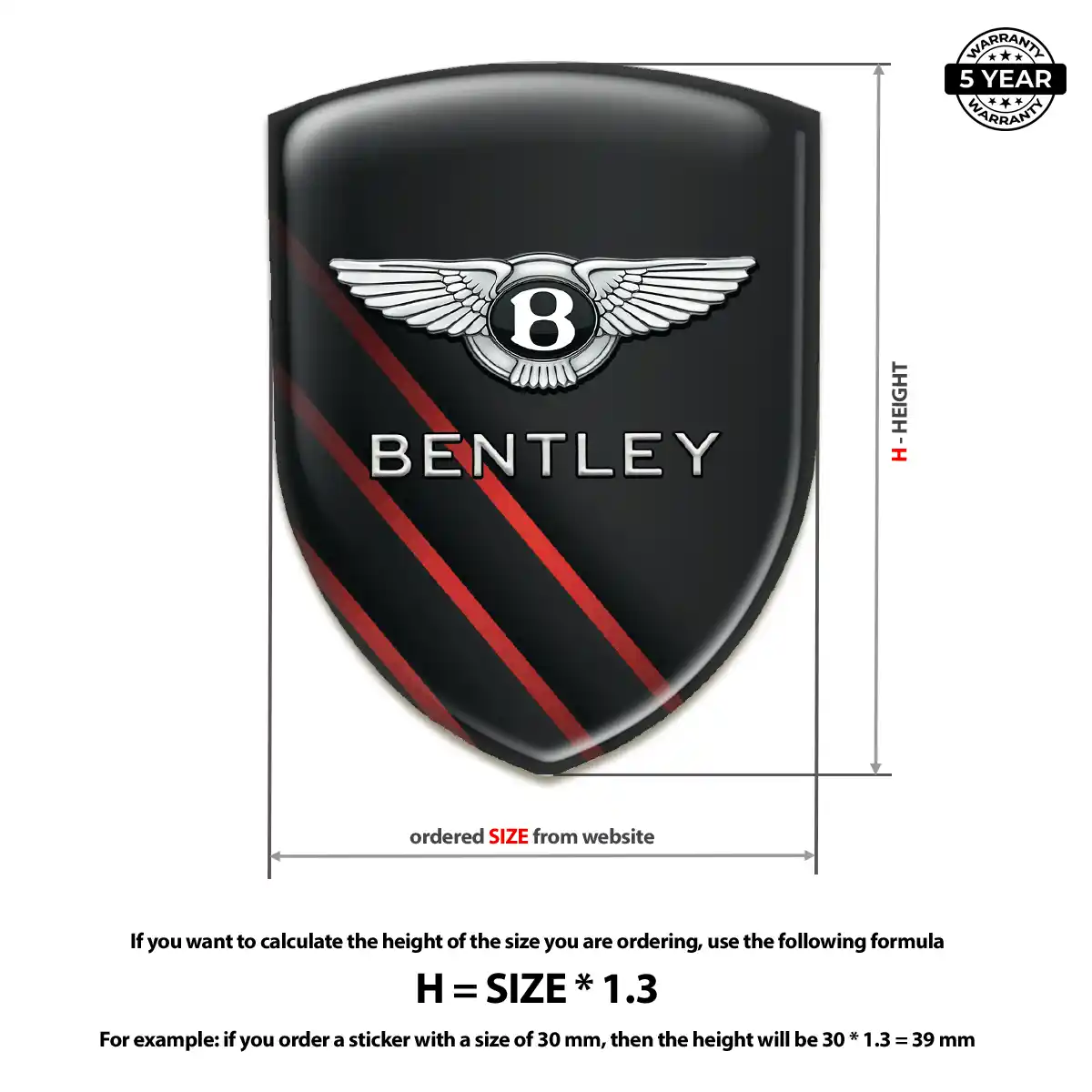 Bentley 3D Domed Sticker Interior Elegance