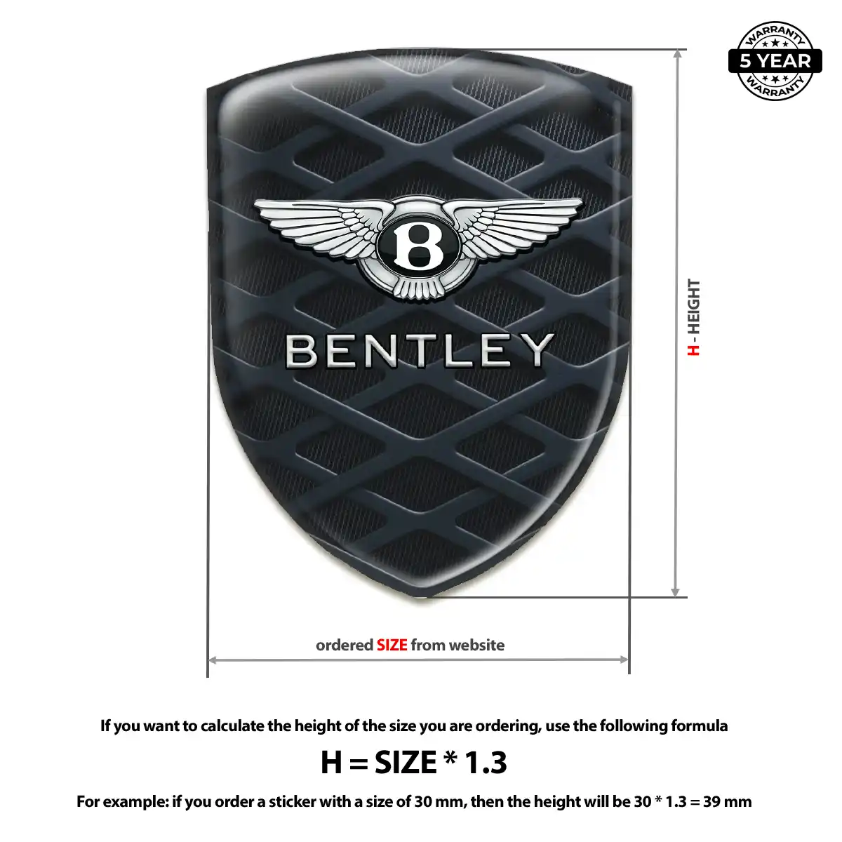 Bentley 3D Domed Sticker Premium Dome