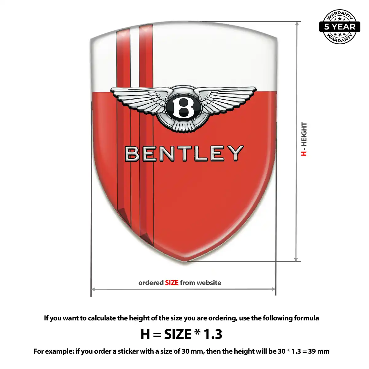 Bentley 3D Domed Sticker Sleek Style