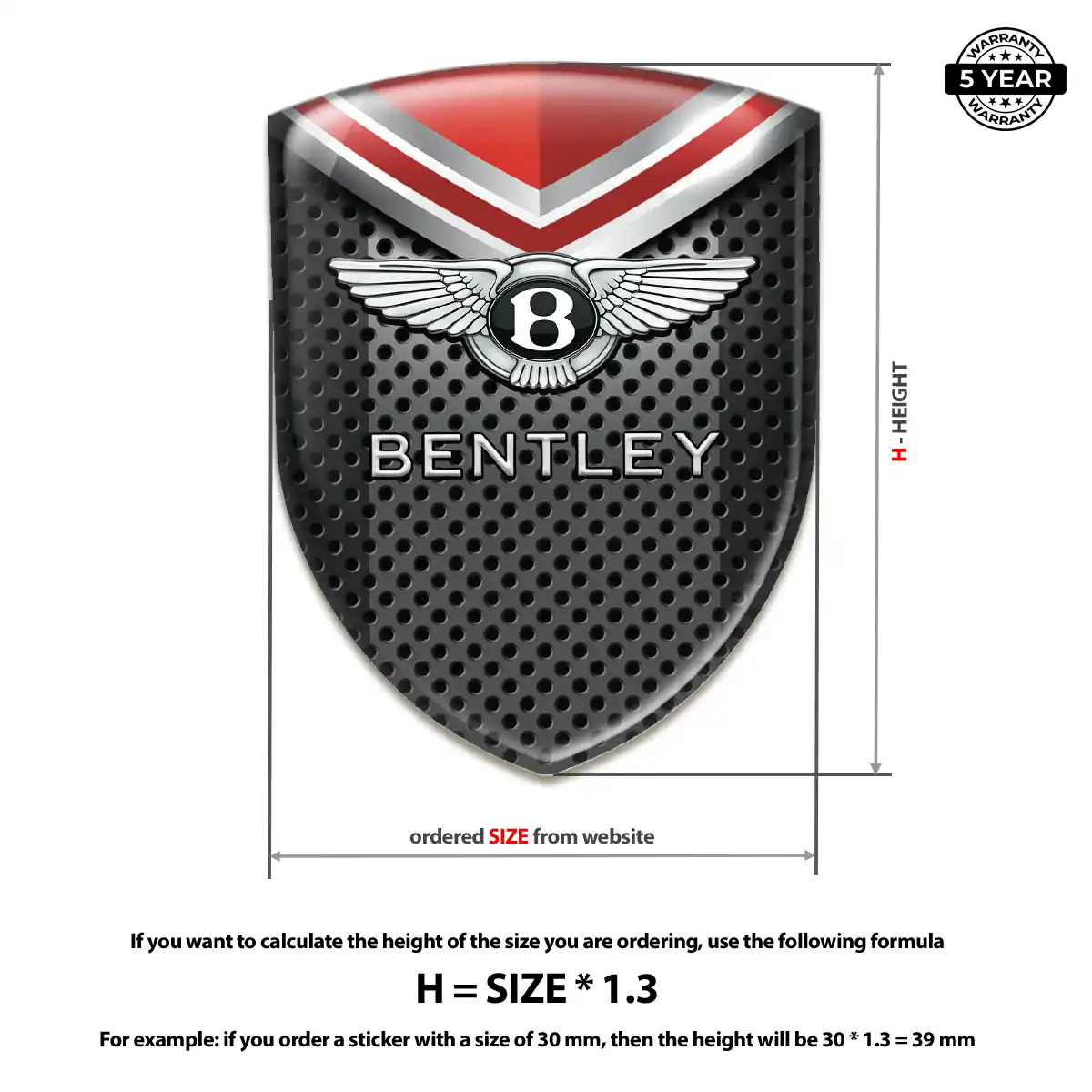 Bentley 3D Domed Sticker Street Tuning