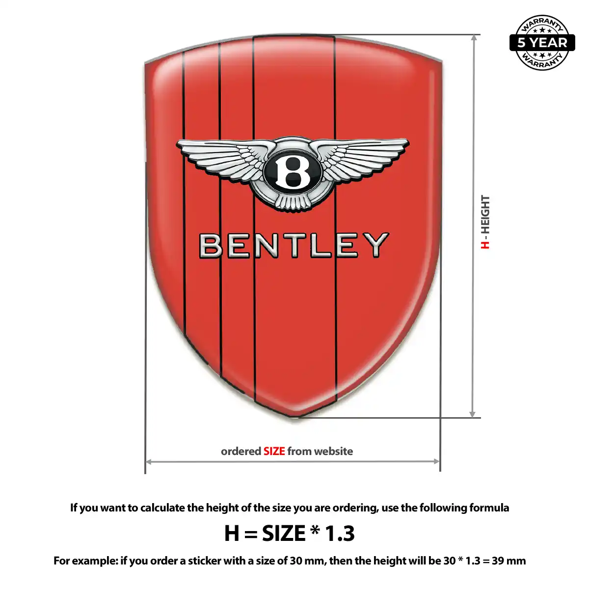 Bentley 3D Emblem Sticker Outer Style