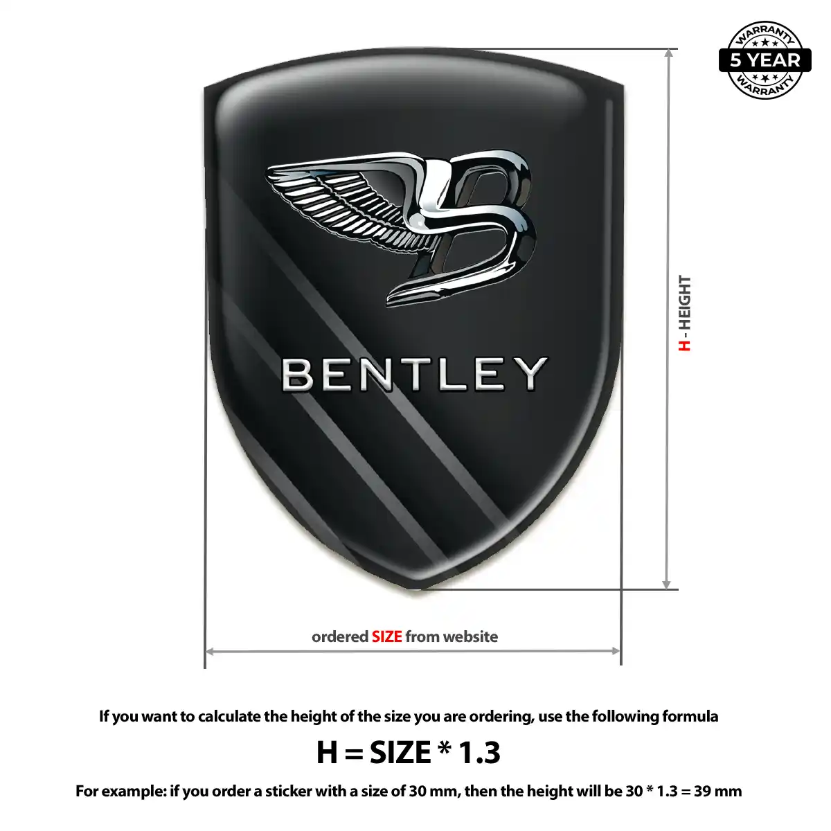 Bentley 3D Emblem Sticker Premium Dome